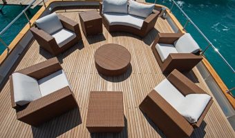 boat deck made of luxury Teak wood boards
