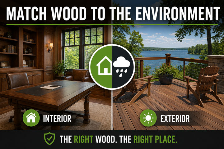 match the type of wood to the environment it will be in